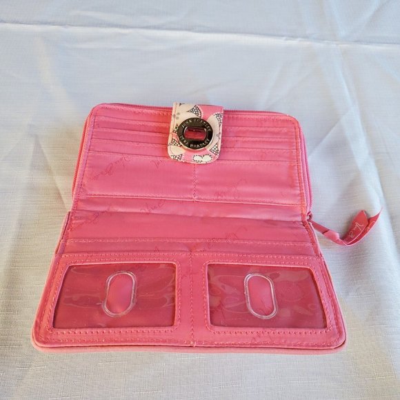 Vera Bradley Wallet Clutch Pink Blossom Paisley Quilted Trifold Sections EUC - Picture 5 of 6